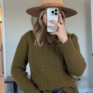 Banana Republic Olive Green Wool Knit Crewneck Sweater